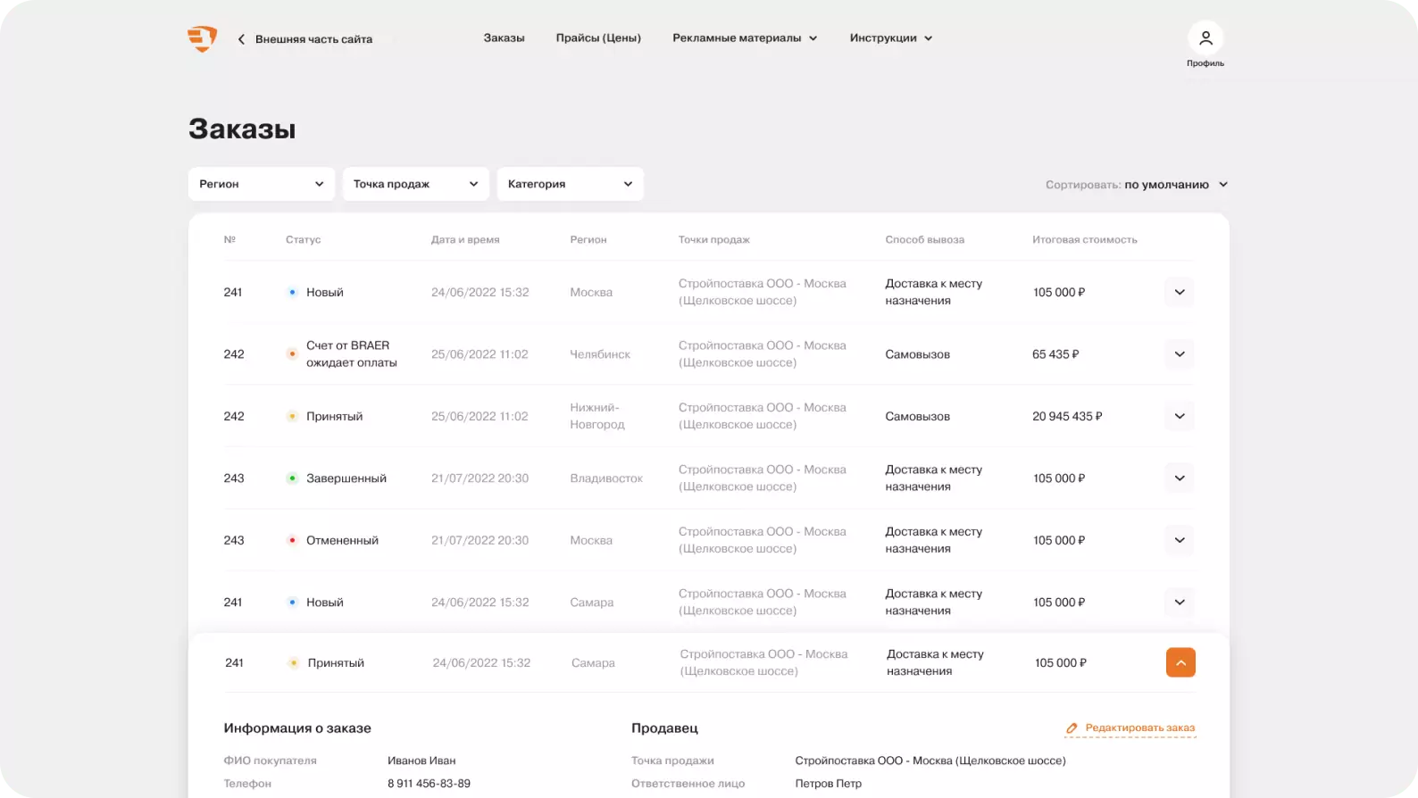 Элементы навигации сайта Braer